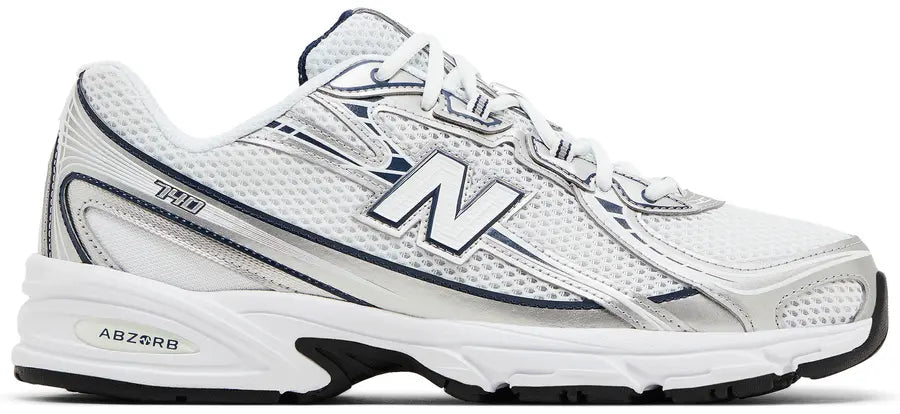 New Balance 740 — White / Silver Metallic / Navy