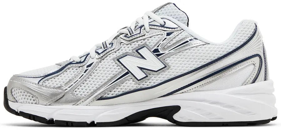 New Balance 740 — White / Silver Metallic / Navy