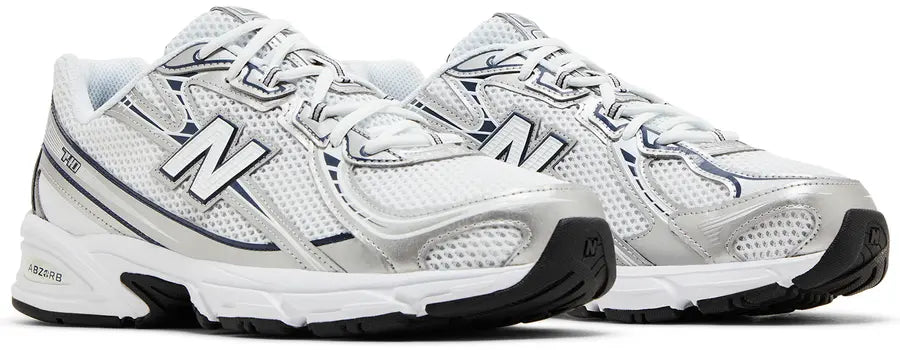 New Balance 740 — White / Silver Metallic / Navy