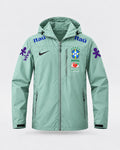 Veste d’Entraînement Équipe du Brésil Vert Menthe à Capuche – Écusson CBF, Logos Bleu et Violet