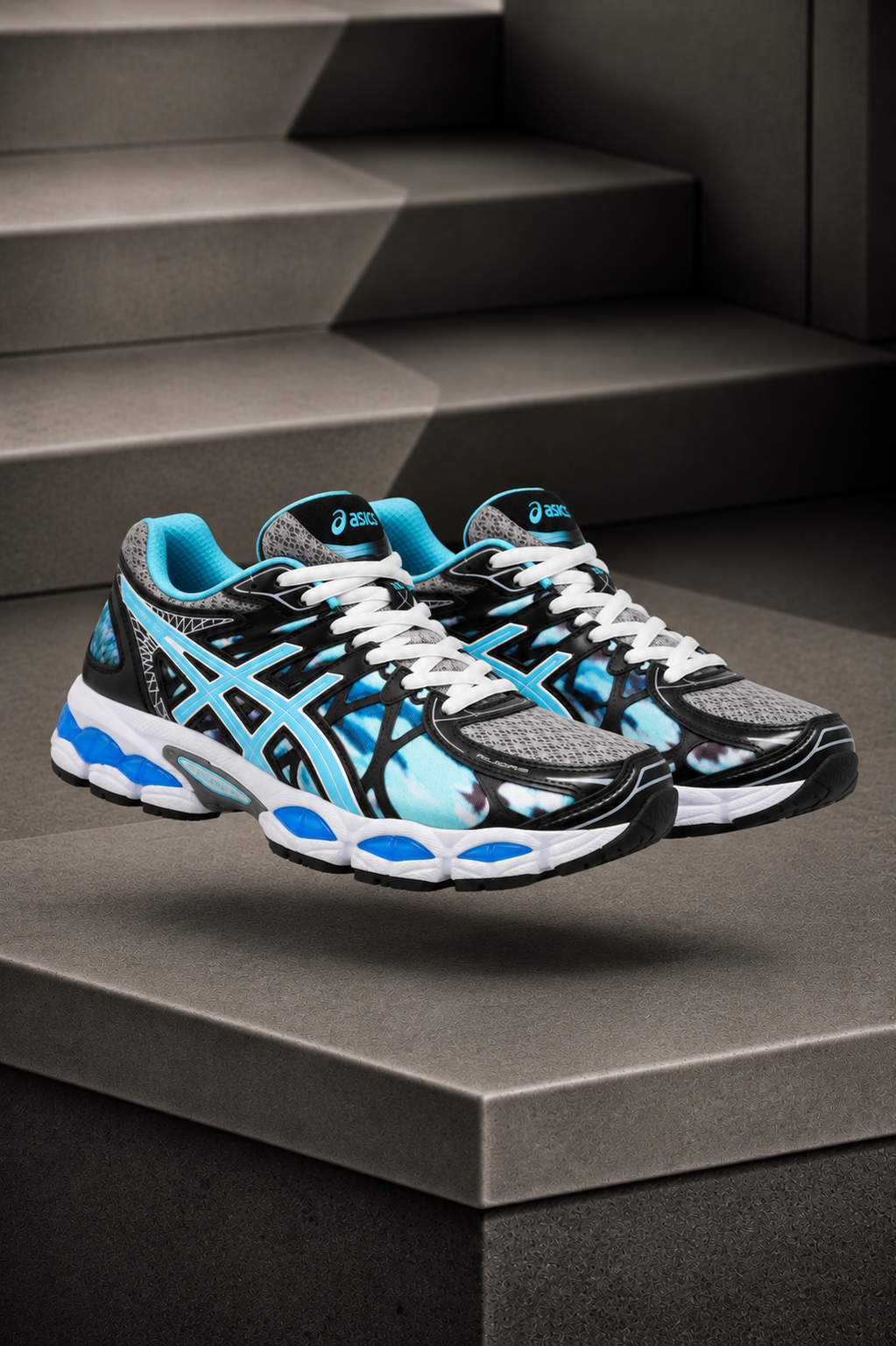 ASICS Gel-Nimbus 16 Ice Storm – Édition limitée – Sneakers Running Rétro Tie-Dye Turquoise à Amorti GEL