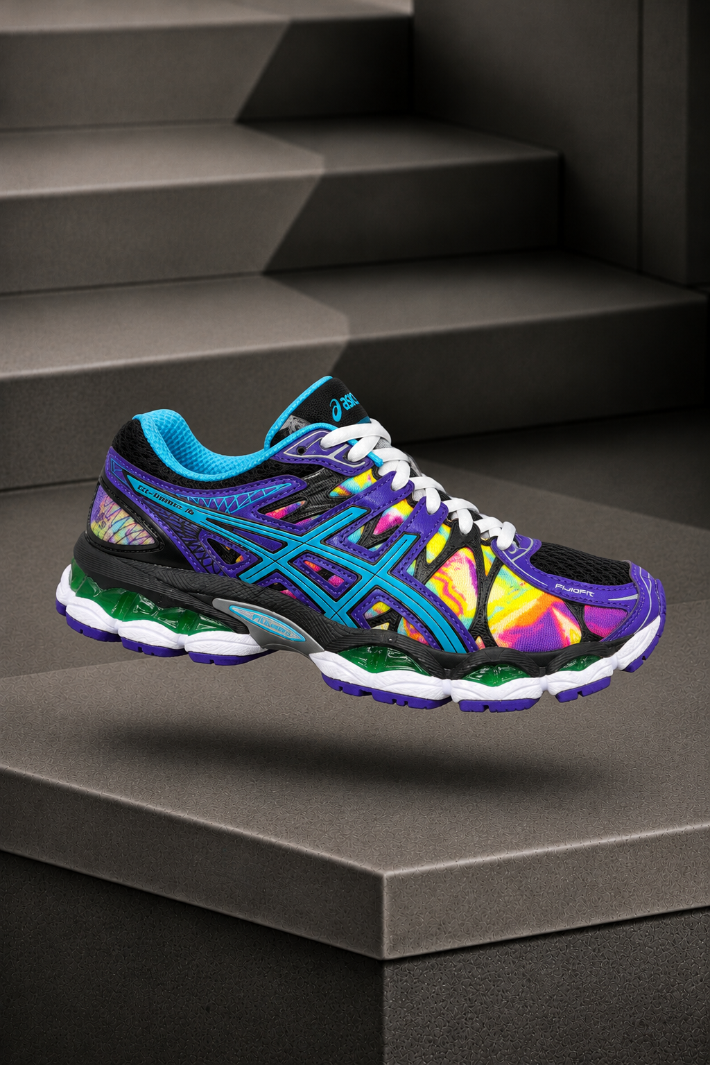 ASICS Gel-Nimbus 16 Violet Multicolore – Sneakers Running Rétro à Amorti GEL Vert
