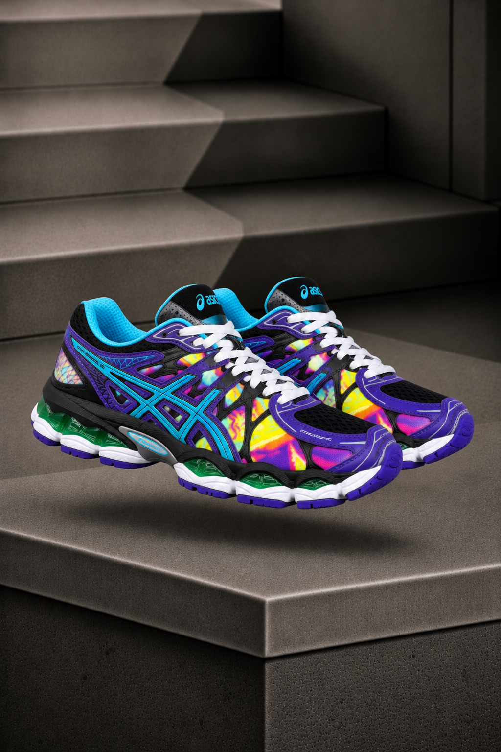 ASICS Gel-Nimbus 16 Violet Multicolore – Sneakers Running Rétro à Amorti GEL Vert