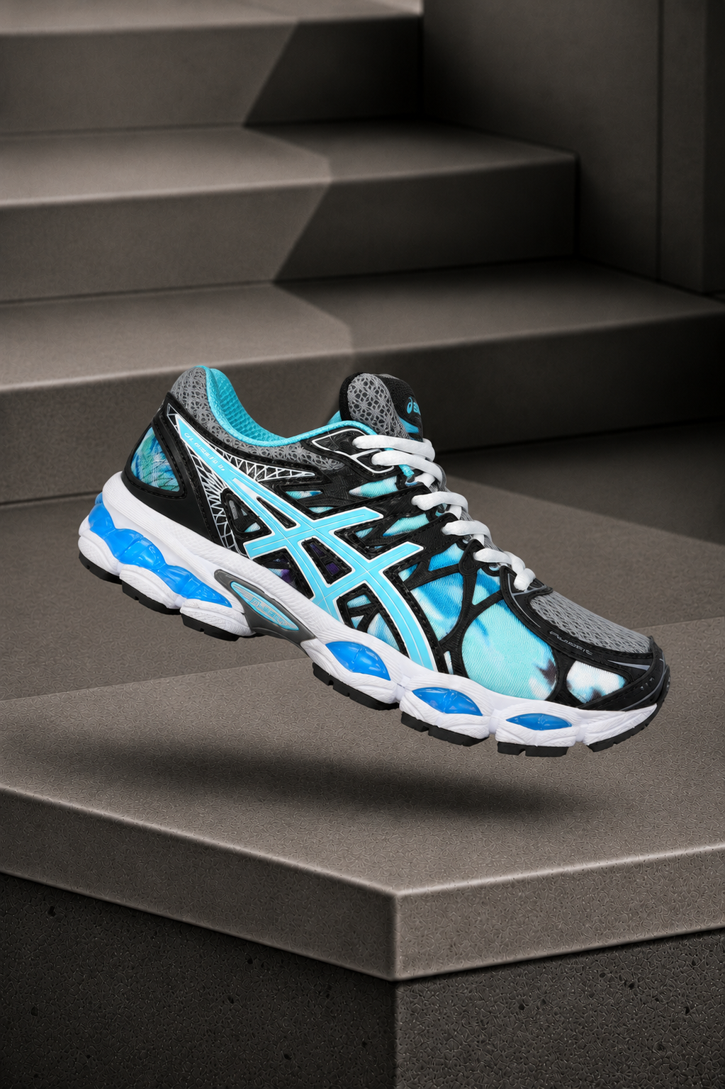 ASICS Gel-Nimbus 16 Ice Storm – Édition limitée – Sneakers Running Rétro Tie-Dye Turquoise à Amorti GEL