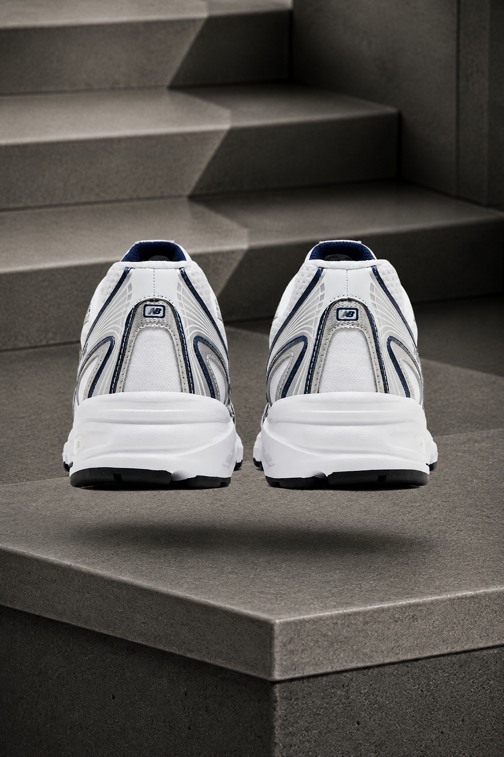New Balance 740 — White / Silver Metallic / Navy