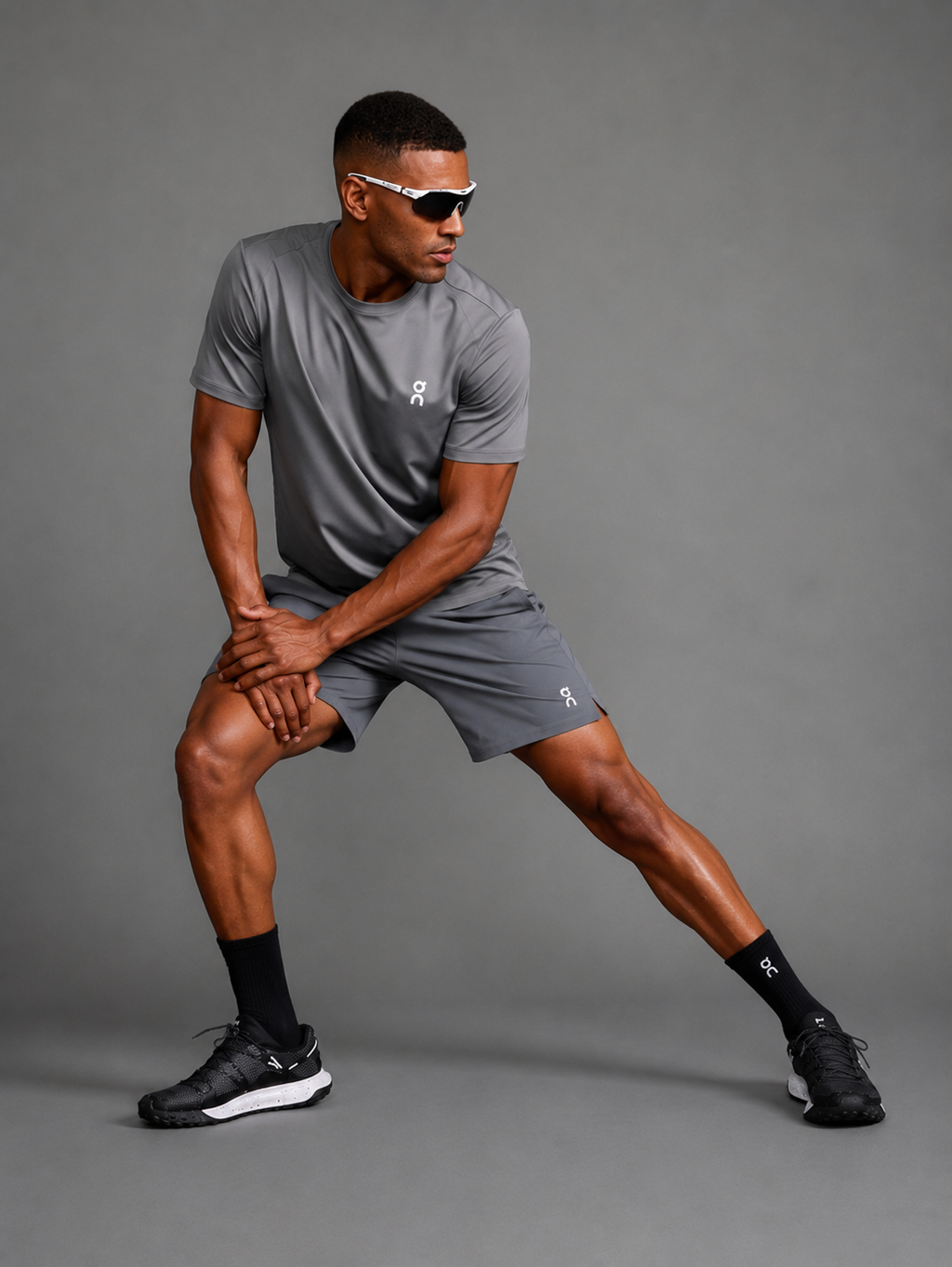 Ensemble Running Homme On — T-shirt + Short — Gris