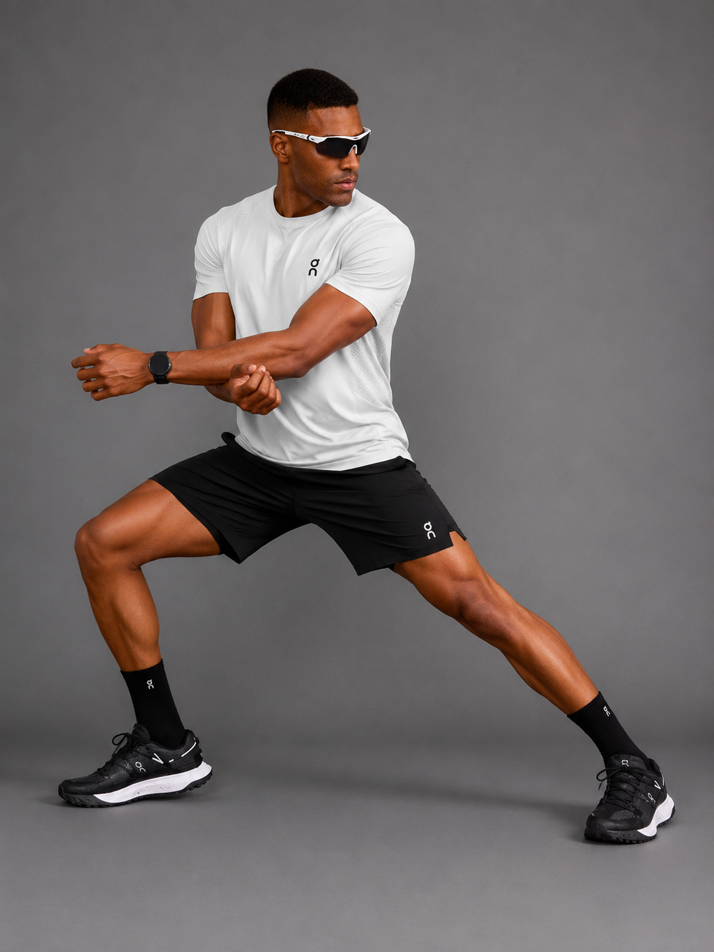 Ensemble Running Homme On — T-shirt Blanc + Short Noir