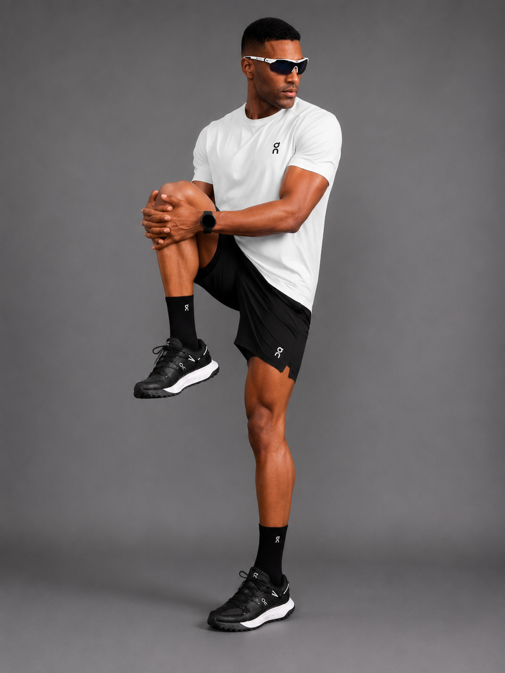 Ensemble Running Homme On — T-shirt Blanc + Short Noir