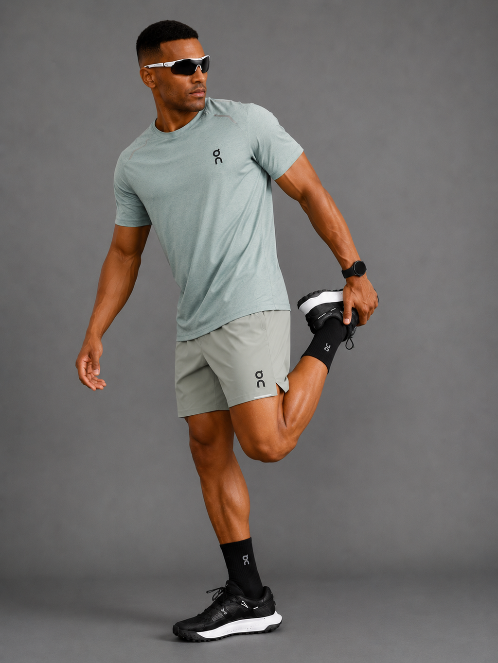 Ensemble Running Homme On — T-shirt + Short — Vert
