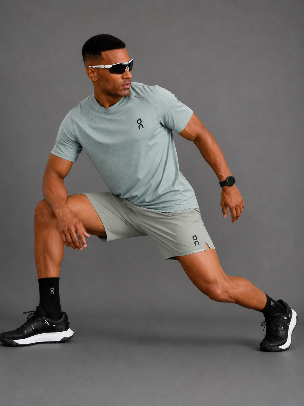 Ensemble Running Homme On — T-shirt + Short — Vert