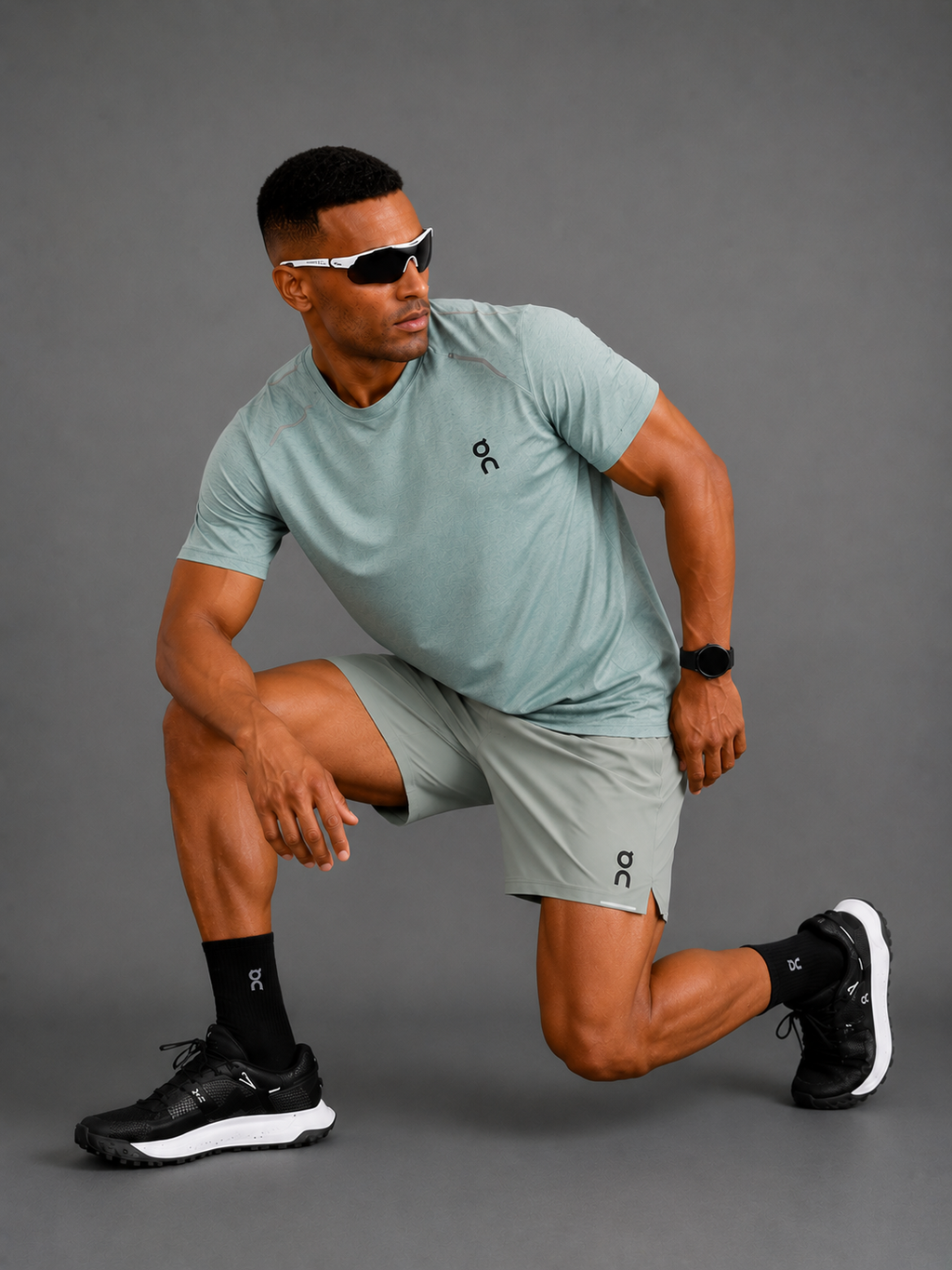 Ensemble Running Homme On — T-shirt + Short — Vert