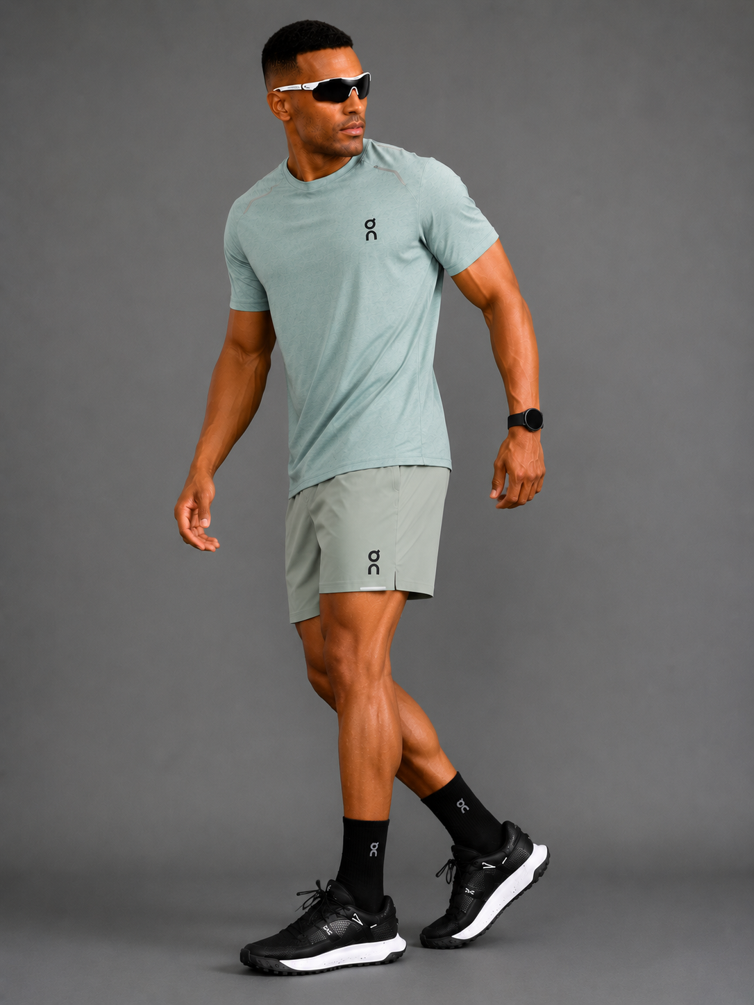 Ensemble Running Homme On — T-shirt + Short — Vert
