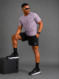 Ensemble Running Homme On — T-shirt Violet + Short Noir