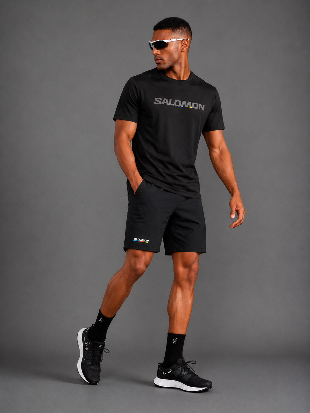 SALOMON — Ensemble T-shirt + Short — Noir
