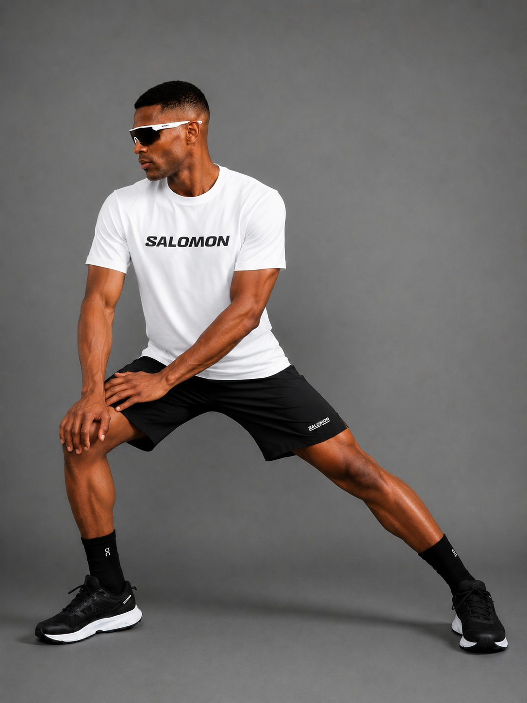 SALOMON — Ensemble T-shirt + Short — Blanc & Noir