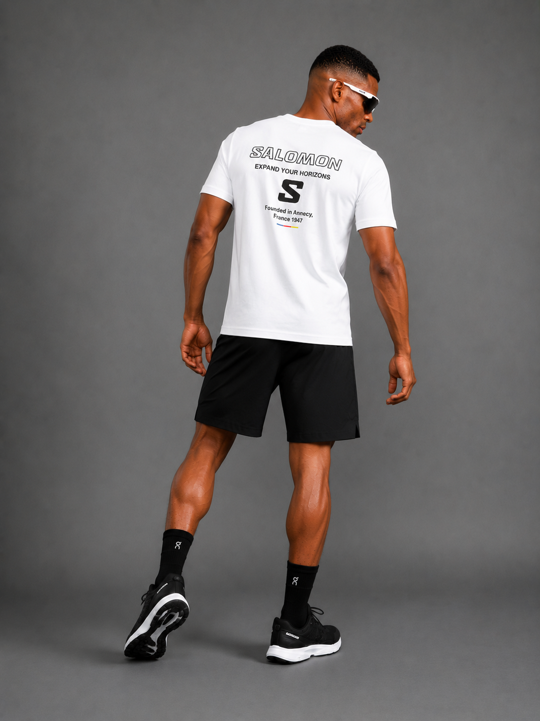 SALOMON — Ensemble T-shirt + Short — Blanc & Noir