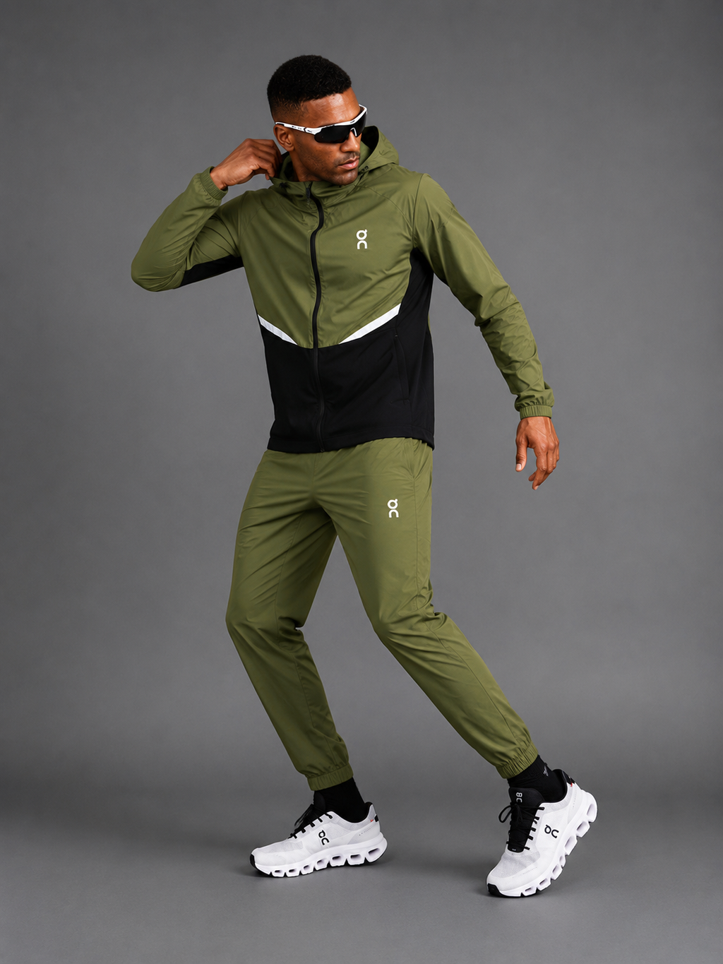 ON RUNNING — Ensemble Veste à Capuche + Pantalon — Kaki