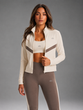 ALO YOGA — Ensemble 3 Pièces — Veste + Legging + Brassière — Beige & Taupe