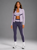 ALO YOGA — Ensemble 3 Pièces — Veste + Brassière + Legging — Lilas & Bleu-Violet