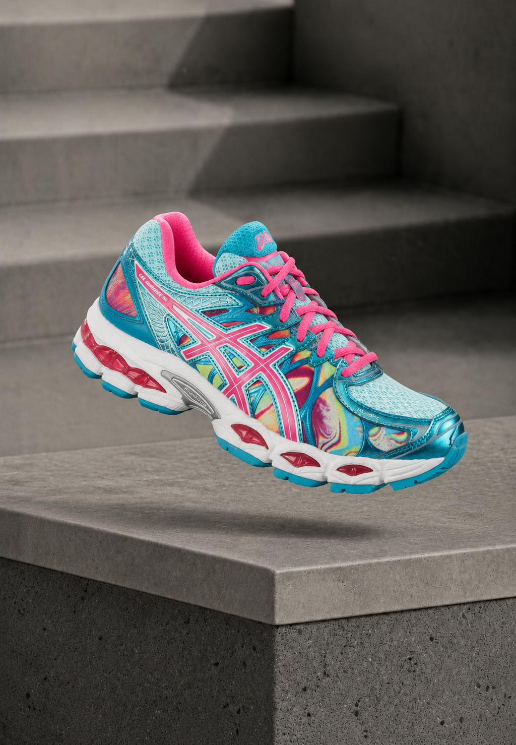 ASICS Gel-Nimbus 16 — Turquoise & Rose Fluo