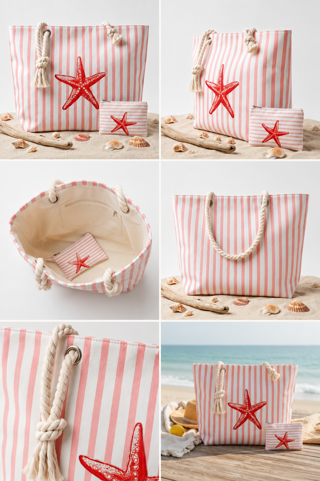 Ensemble Tote Bag & Pochette Étoile de Mer – Collection Bord de Mer