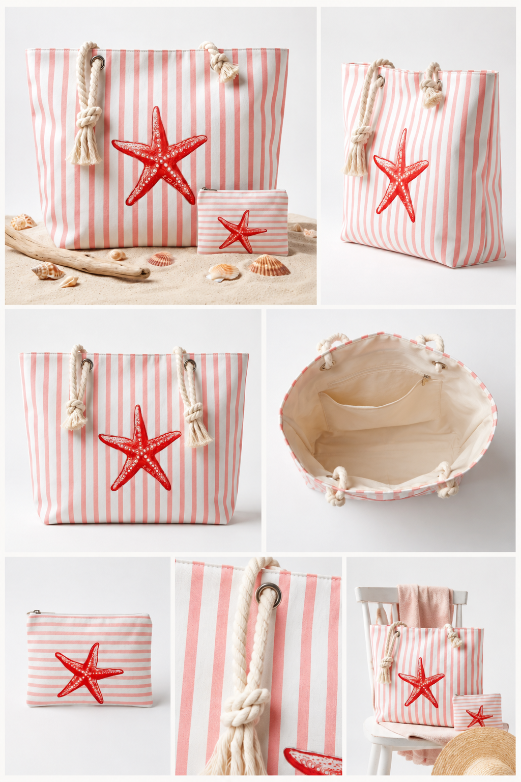 Ensemble Tote Bag & Pochette Étoile de Mer – Collection Bord de Mer