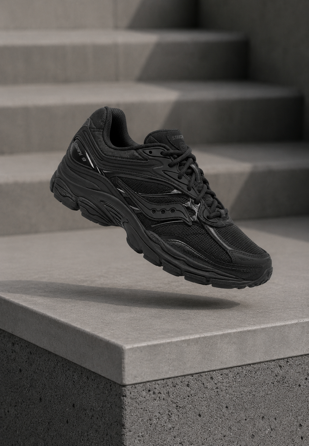 Saucony Omni Grid 9 – Sneakers Noires Unisexe Lifestyle