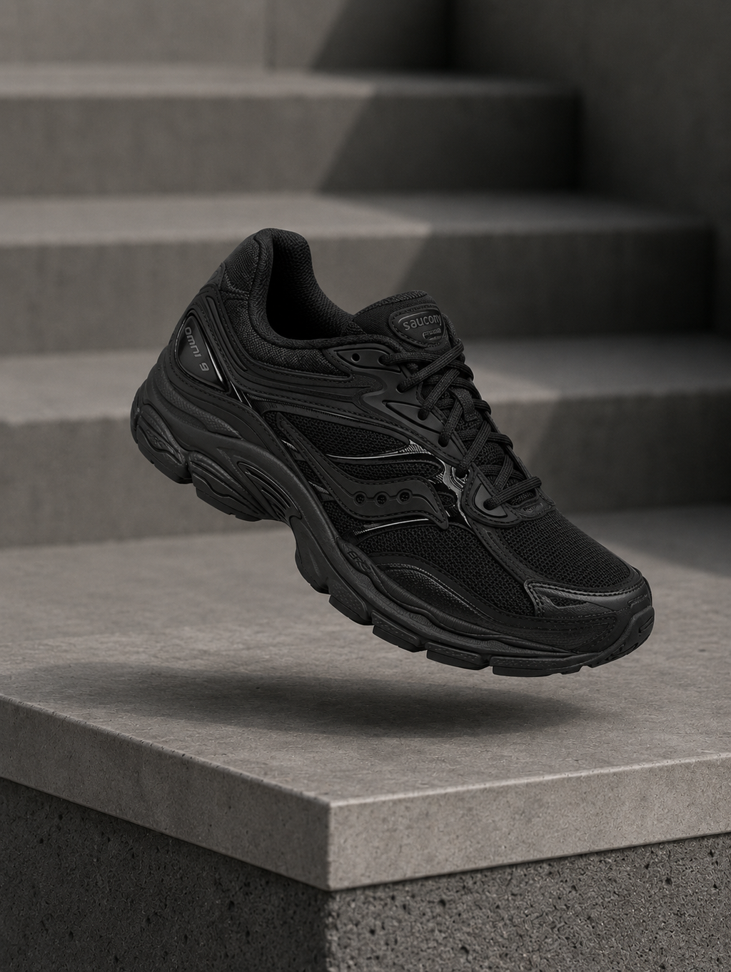 Saucony Omni Grid 9 – Sneakers Noires Unisexe Lifestyle
