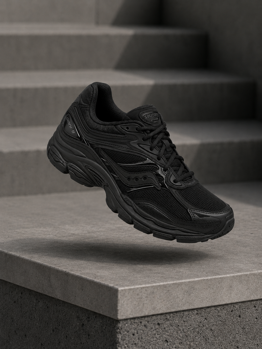 Saucony Omni Grid 9 – Sneakers Noires Unisexe Lifestyle