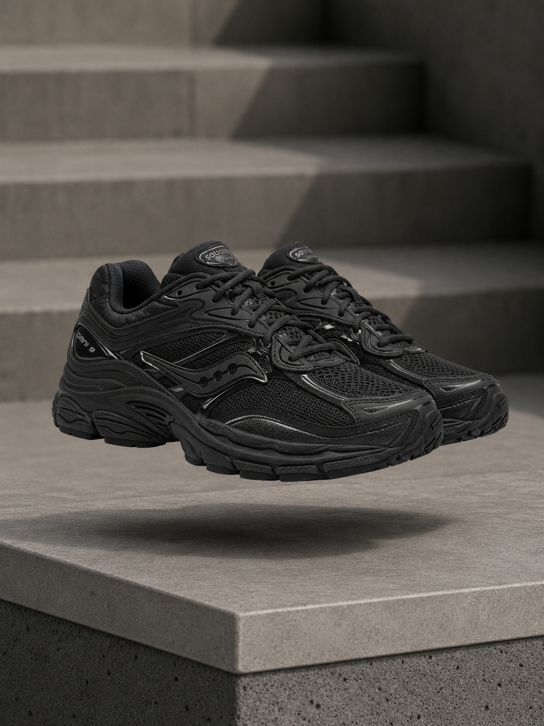 Saucony Omni Grid 9 – Sneakers Noires Unisexe Lifestyle