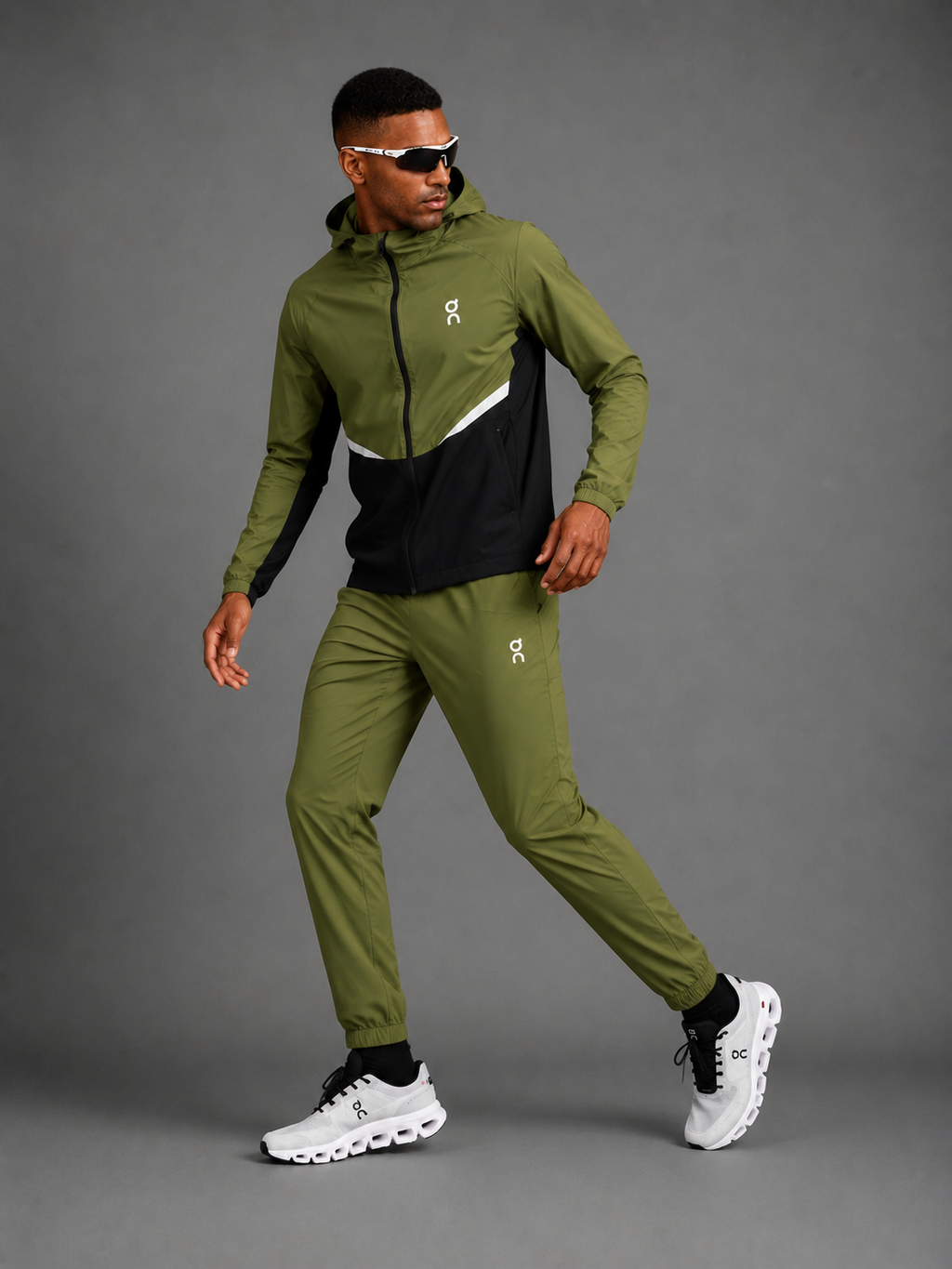 ON RUNNING — Ensemble Veste à Capuche + Pantalon — Kaki