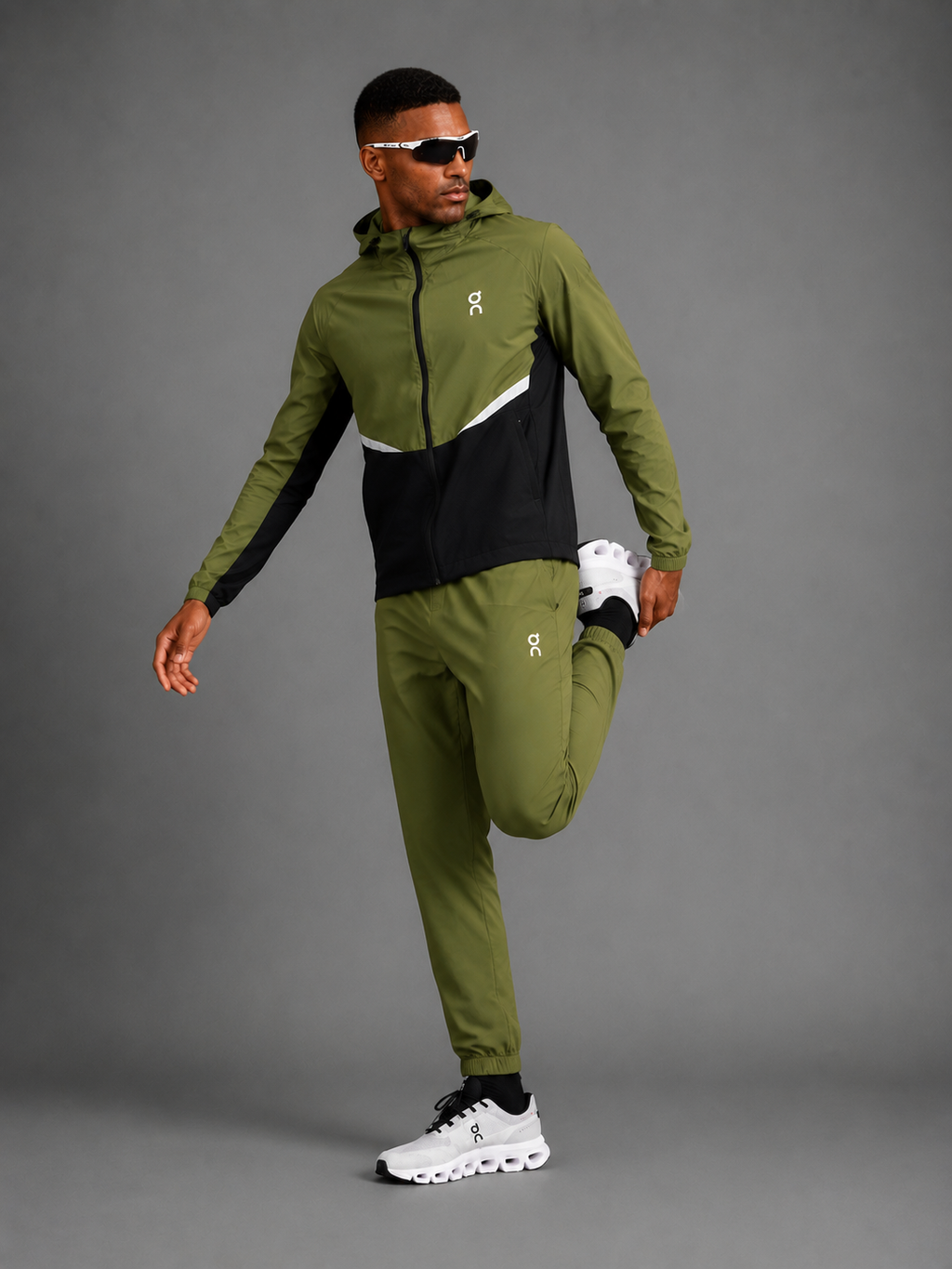 ON RUNNING — Ensemble Veste à Capuche + Pantalon — Kaki