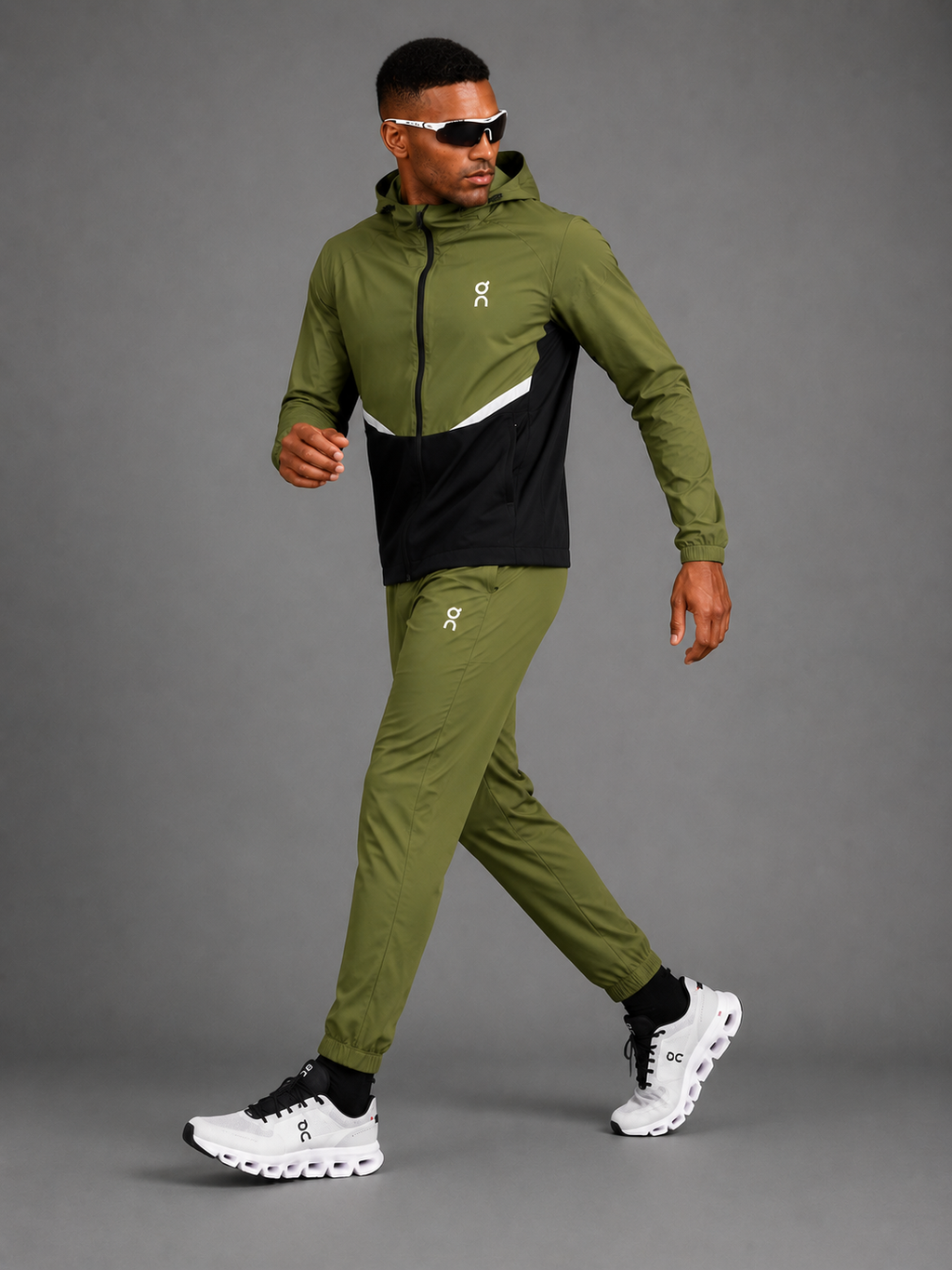ON RUNNING — Ensemble Veste à Capuche + Pantalon — Kaki
