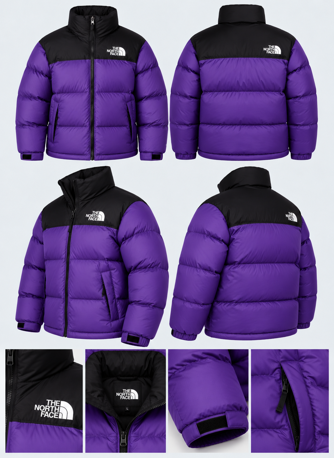 Doudoune The North Face 1996 Retro Nuptse Violette et Noire – Duvet 700 Fill, Logos Oversize