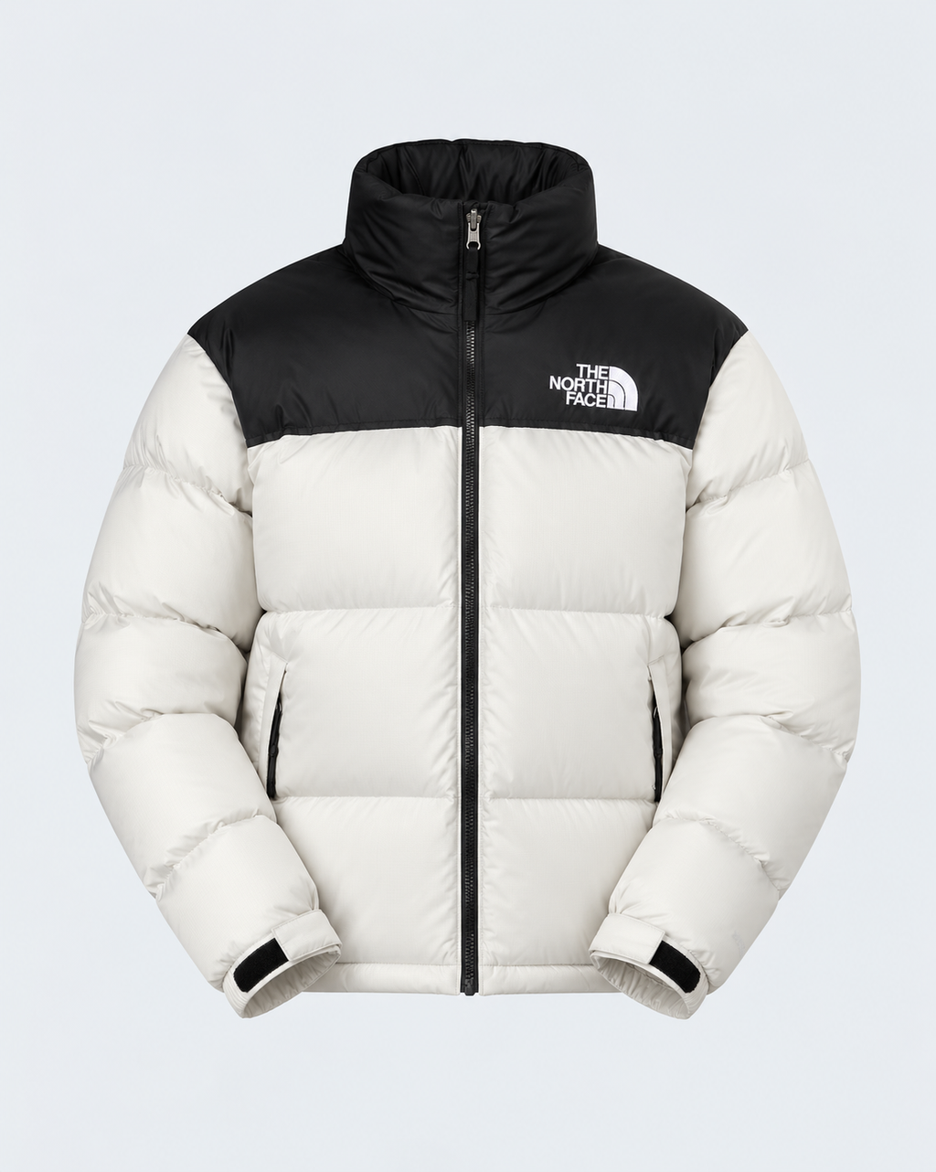 Doudoune The North Face 1996 Retro Nuptse Blanc Cassé et Noire – Duvet 700 Fill, Logos Oversize