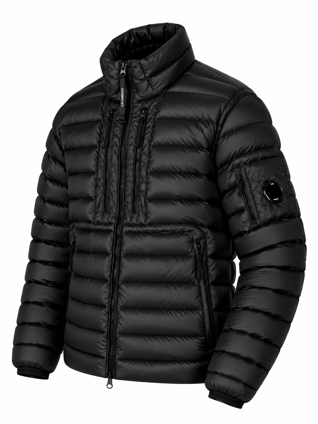 Blouson C.P. Company D.D. Shell Noir – Rembourré en Duvet, Lentille sur la Manche