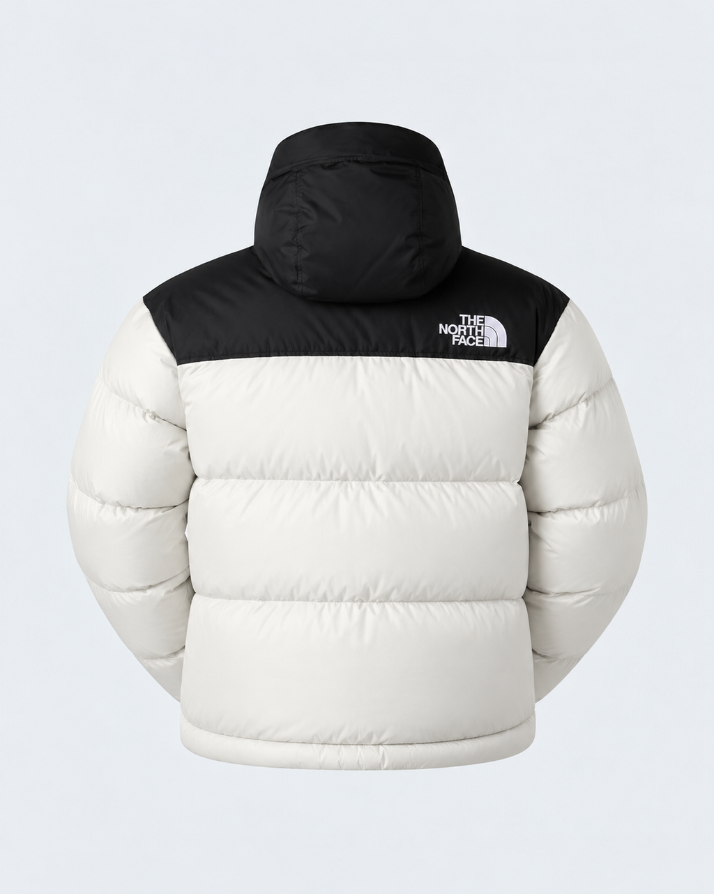 Doudoune The North Face 1996 Retro Nuptse Blanc Cassé et Noire – Duvet 700 Fill, Logos Oversize