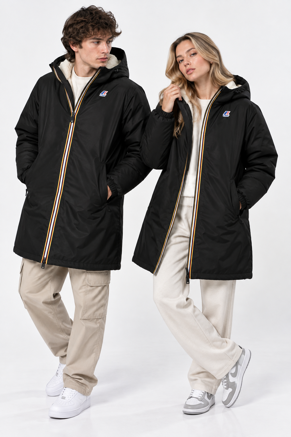 Veste K-Way Le Vrai 4.0 Eiffel East Orsetto Noire – Parka Imperméable Unisexe, Doublure Sherpa
