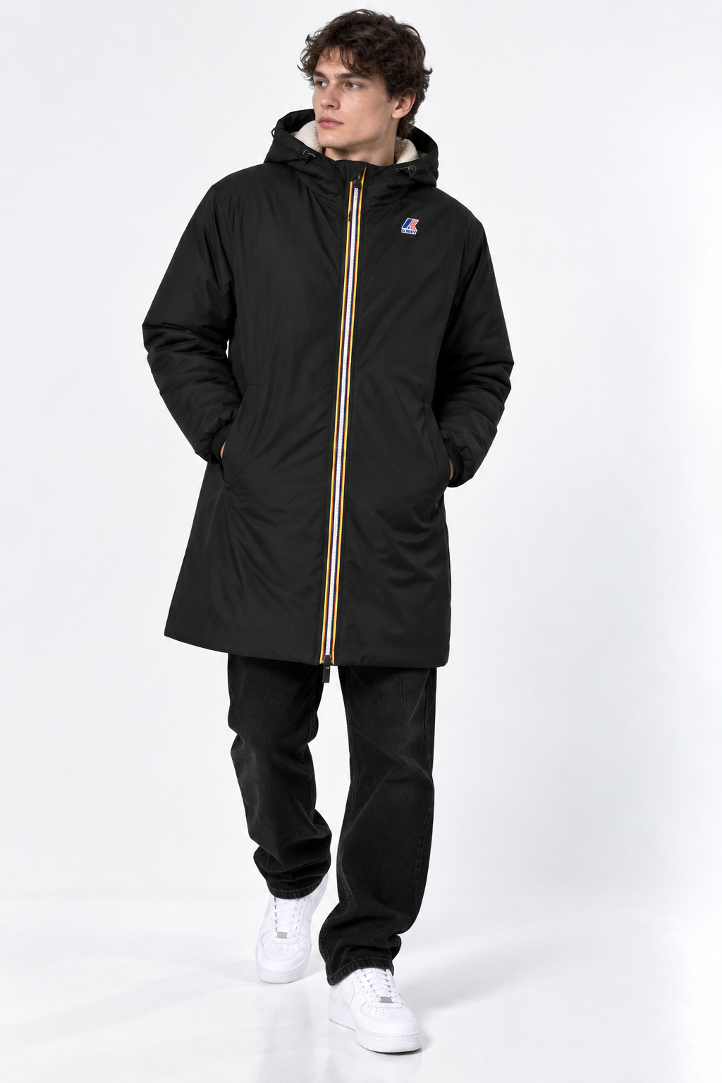 Veste K-Way Le Vrai 4.0 Eiffel East Orsetto Noire – Parka Imperméable Unisexe, Doublure Sherpa