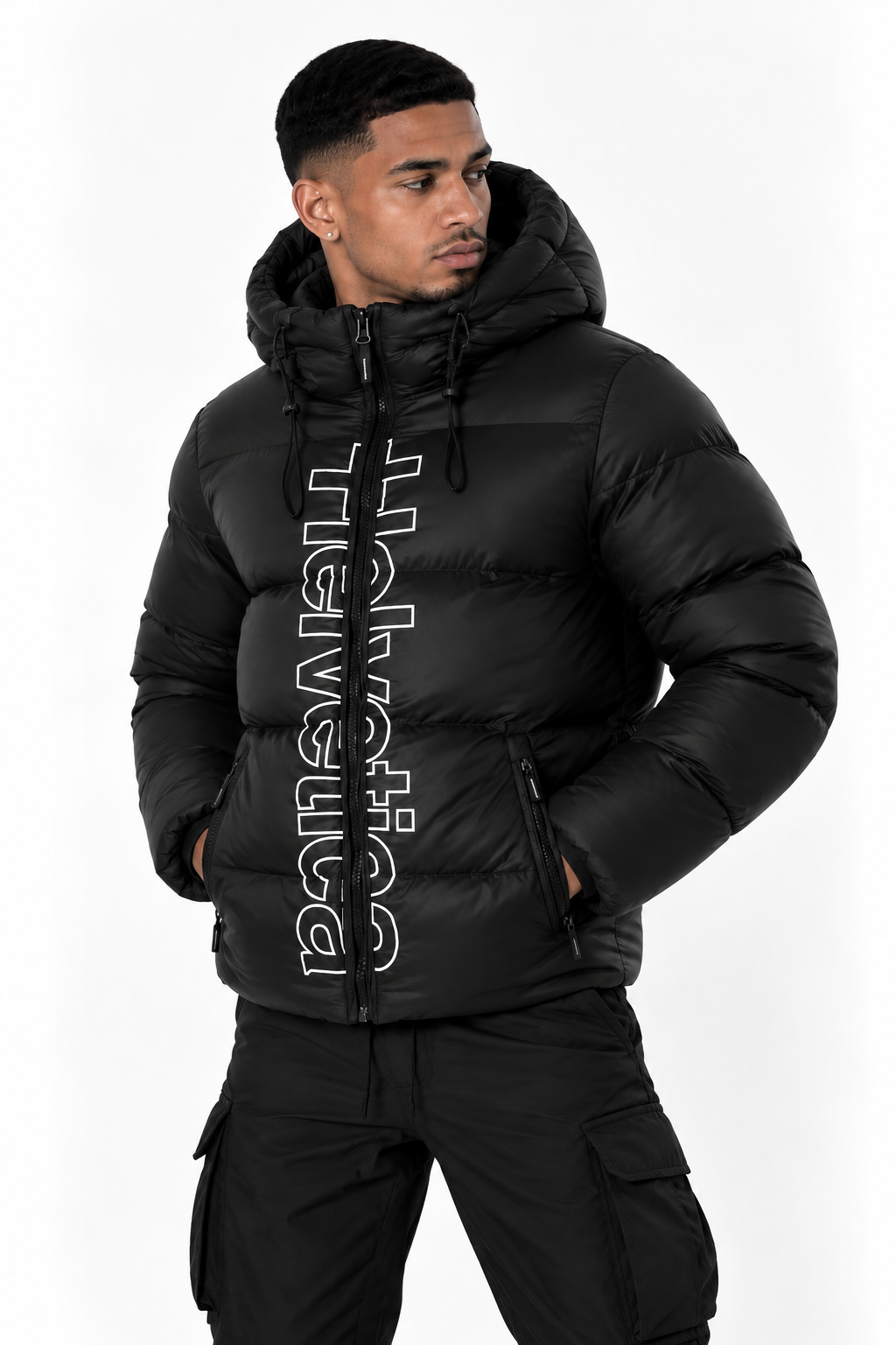 Doudoune Helvetica Silver 2 Noire à Capuche
