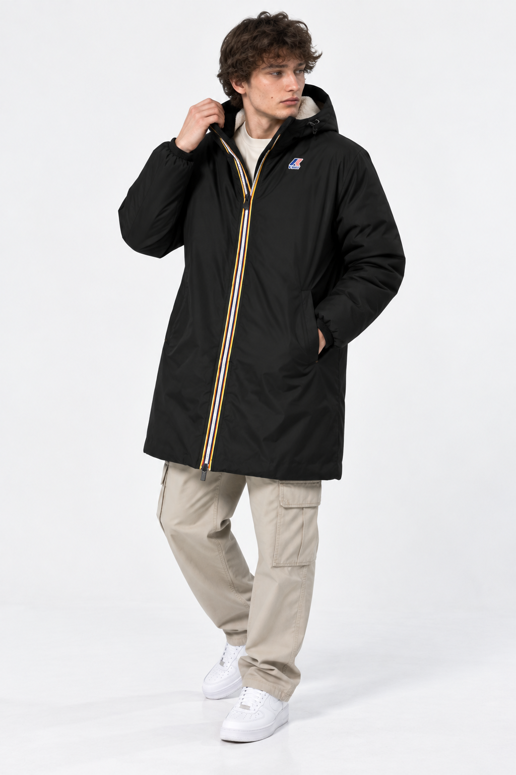 Veste K-Way Le Vrai 4.0 Eiffel East Orsetto Noire – Parka Imperméable Unisexe, Doublure Sherpa