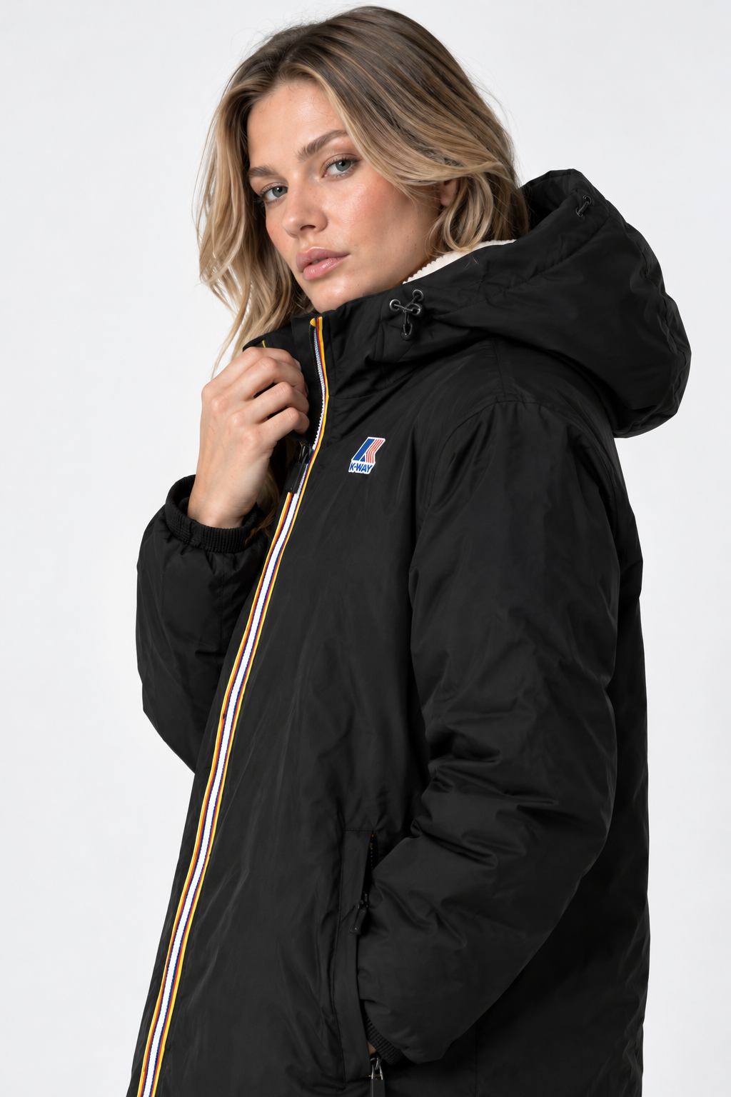 Veste K-Way Le Vrai 4.0 Eiffel East Orsetto Noire – Parka Imperméable Unisexe, Doublure Sherpa