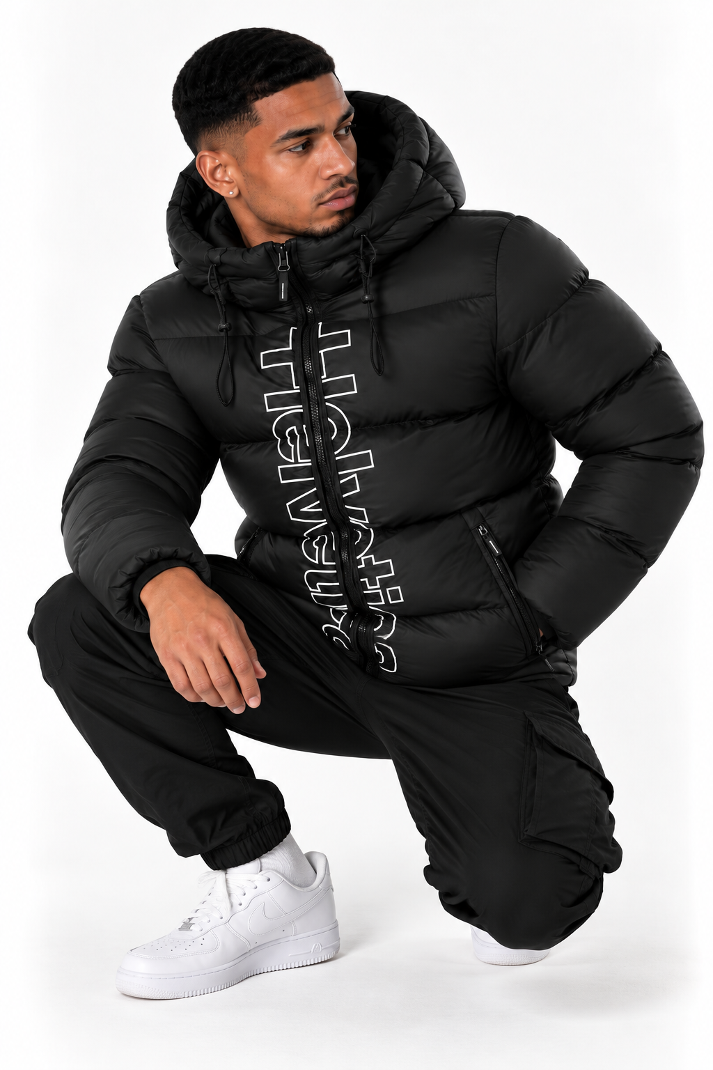Doudoune Helvetica Silver 2 Noire à Capuche