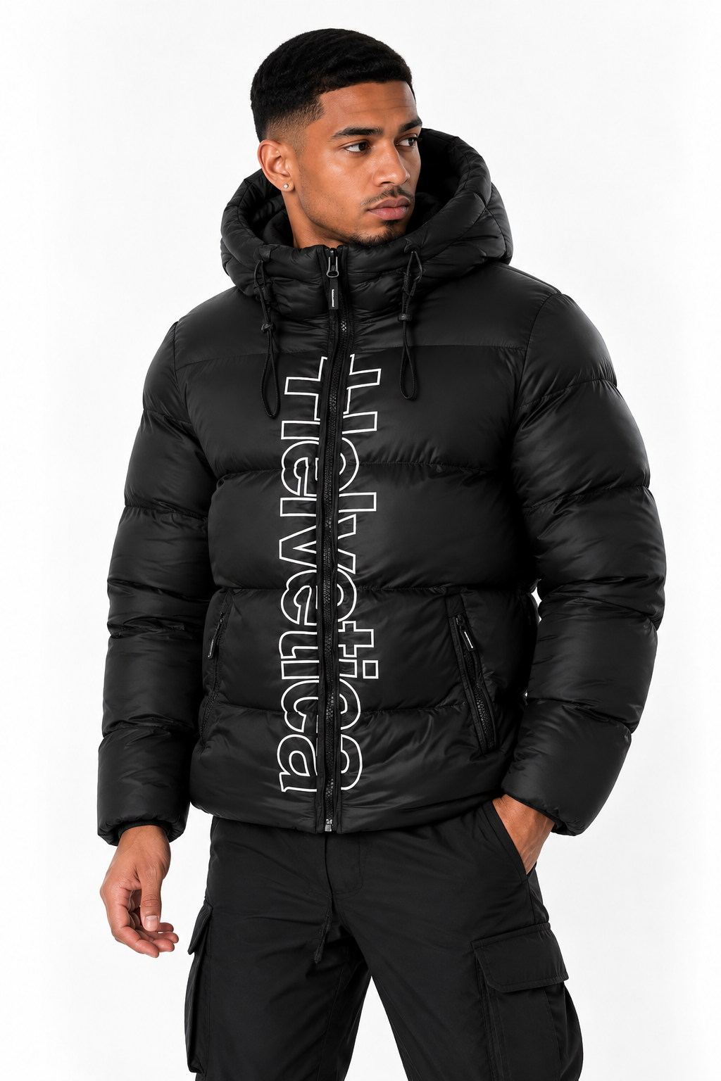 Doudoune Helvetica Silver 2 Noire à Capuche