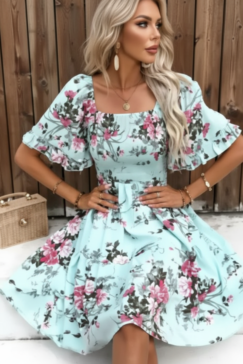 Robe menthe florale format 2:3