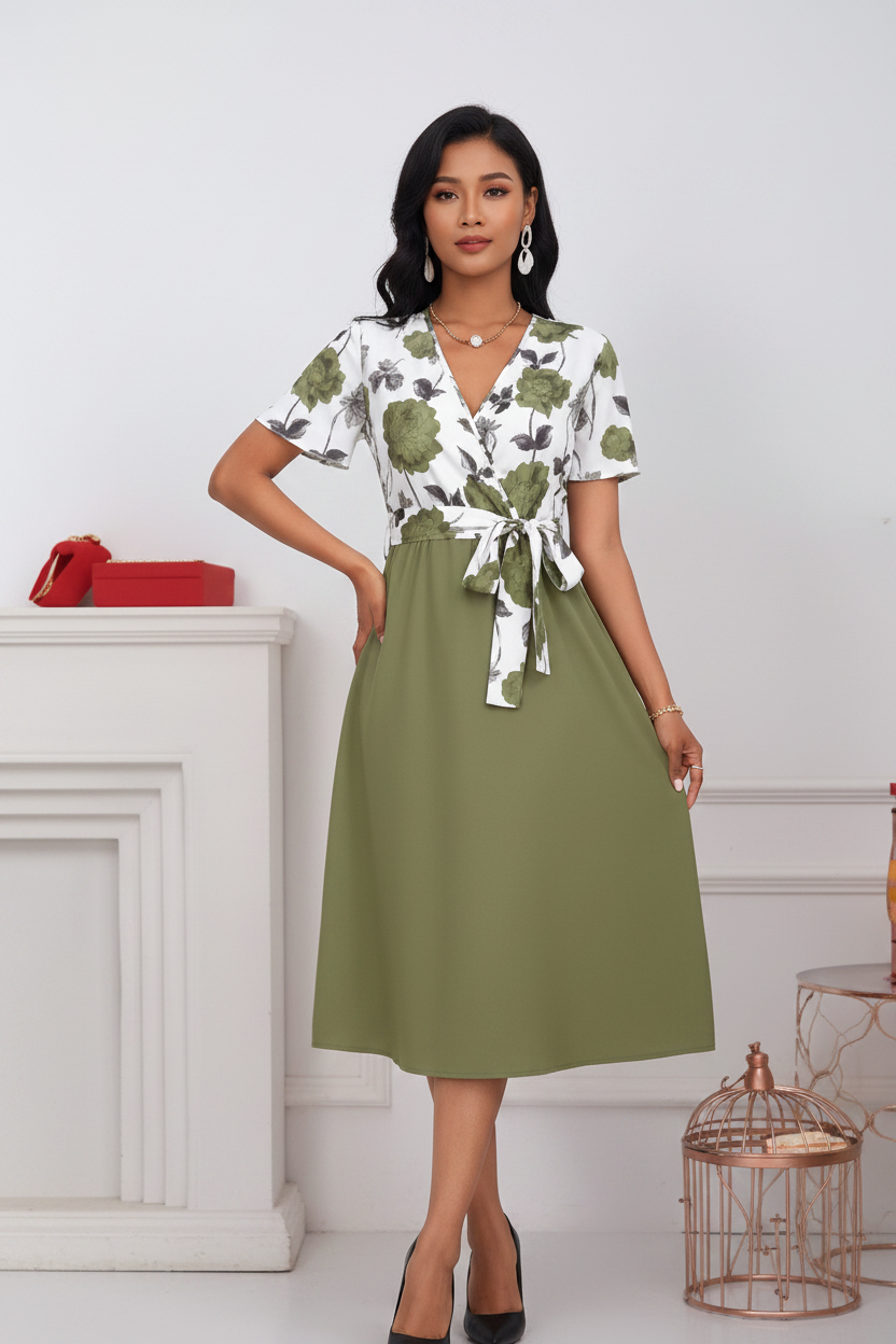 Robe Midi Floral avec mannequin